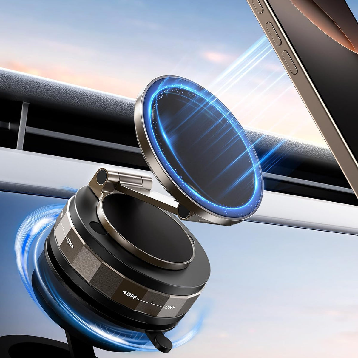TECKNET Car Phone Holder,Vacuum Magnetic 360°Adjustable MagSafe Car Mount