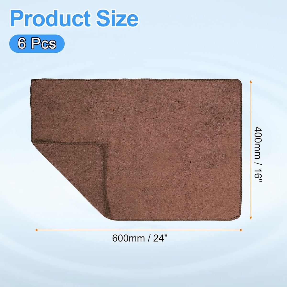 HARFINGTON 6 Pack Microfiber Cleaning Cloth, 24" x 16" Multi-Functional Cleaning Towels Reusable Absorbent Rags for Car Wash Kitchen Household Window Clean, Brown