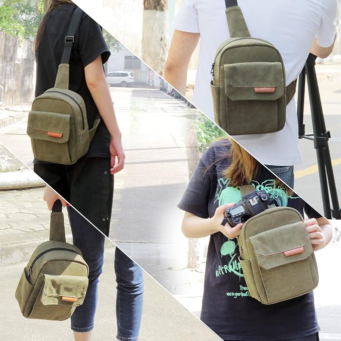 TULLIO Small Camera Bag, Lightweight Camera Sling Bag Waterproof