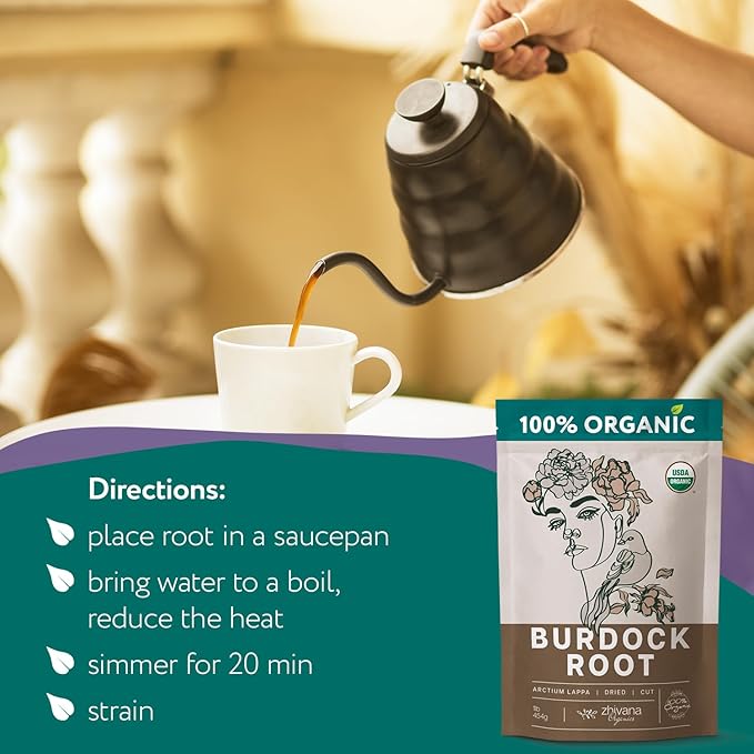 Super Value Pack 10 LB - Organic Burdock Root Tea - Digestion, Liver Support, Fluid Balance - Healthy Skin