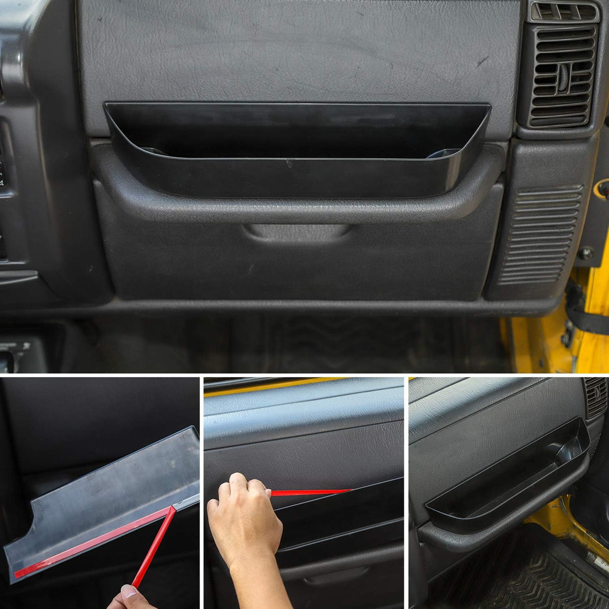 JeCar TJ GrabTray Passenger Storage Tray Organizer Grab Handle Accessory Box for 1997-2006 Jeep Wrangler TJ 2-door/4-door, Interior Accessories, Black