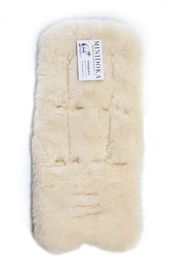Desert Breeze Distributing Sheepskin Stroller Liner Insert - Stroller Mat for Seat Support - Baby Sheepskin Rug for Pushchair - Silky Soft Baby Cooling Mat for Travel in Summer or Winter Season