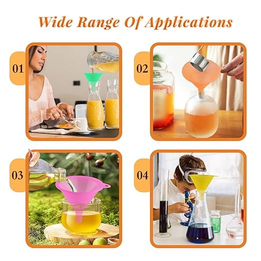 20 Pcs Plastic Funnel Set Colorful Wide Mouth Funnel Multipurpose Funnels for Kitchen Quick Clean Transfer Liquid Powder Bottles Cans Containers Filling - Various Sizes