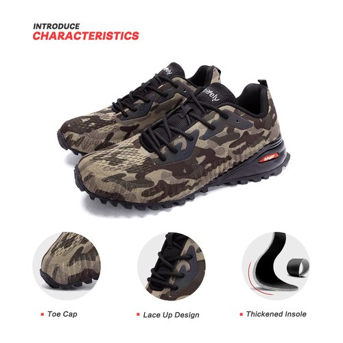 Kricely Men's Trail Running Shoes Fashion Hiking Sneakers for Men Camo Tennis Cross Training Shoe Mens Casual Outdoor Walking Footwear Size 13 X-Wide