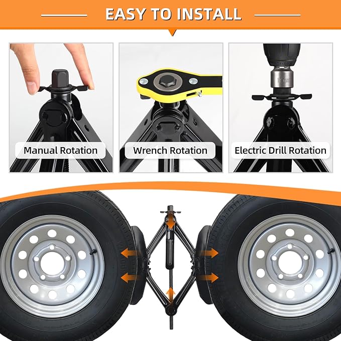 OULEME RV Tire Stabilizer, X-Shaped Wheel Chock for Dual Axle Travel Trailer Camper, Anti-Move Tandem Wheel Wedge, 2 Pack