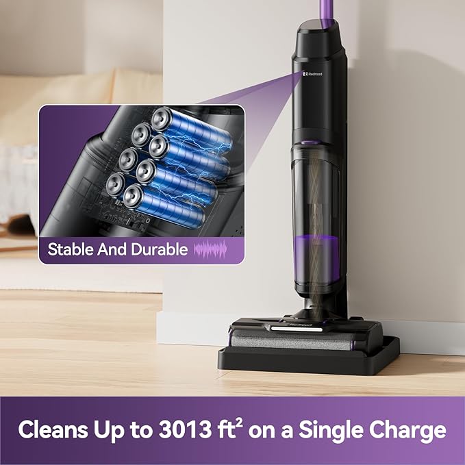Redroad Wet Dry Vacuum Cleaner 16,000Pa,50Mins Runtime Cleaning Area 3,013 ft²,Cordless Vacuum Cleaner, Cordless Vacuum and Mop All in One,for Hard Floors Sticky Messes and Pet Hair,W15 Set