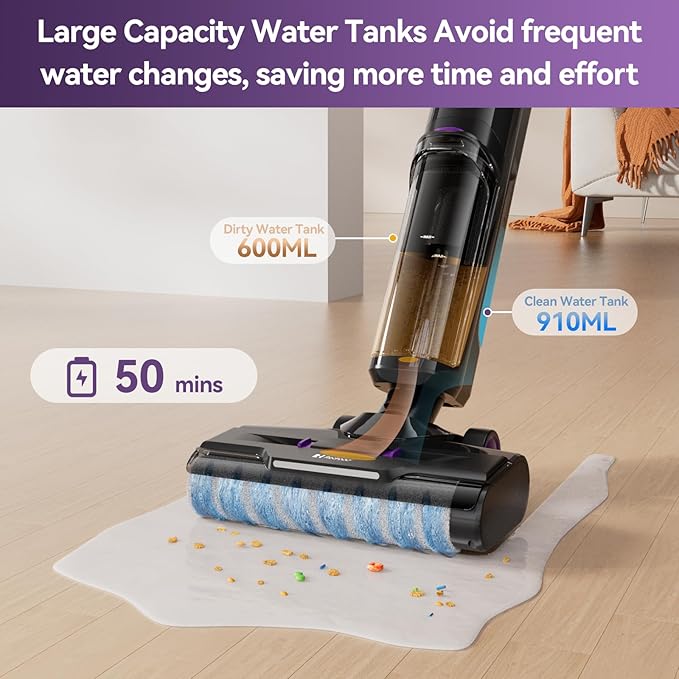Redroad Wet Dry Vacuum Cleaner 16,000Pa,50Mins Runtime Cleaning Area 3,013 ft²,Cordless Vacuum Cleaner, Cordless Vacuum and Mop All in One,for Hard Floors Sticky Messes and Pet Hair,W15 Set