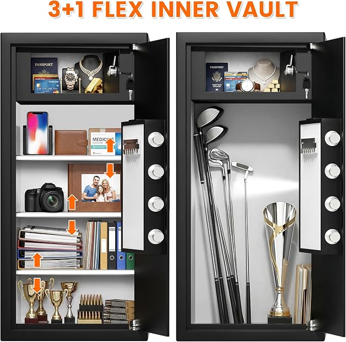 31.5"H Large Safe Box with Inner Lock Box, Slim Design Home Safe with