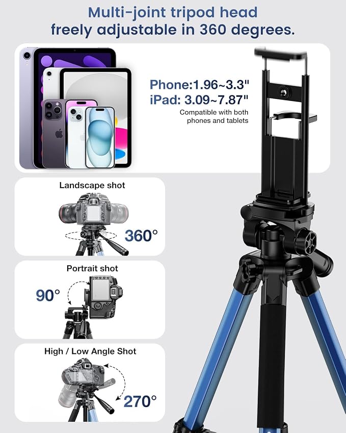 CAMBOFOTO 73" Camera Tripod and Monopod, Professional Aluminum Tripod Stand