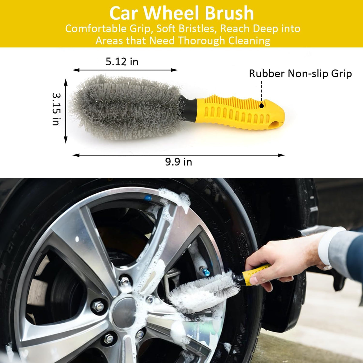 10Pcs Car Wash Detailing Kit Cleaning Kits,with Collapsible Bucket Wash Mitt Sponge Terry Towels Wheel Brush Window Scraper Coral Velvet Towel, Car Cleaning Tools Kit for Interior, Exterior, Wheels