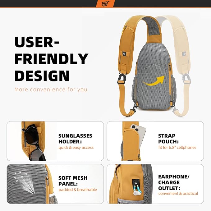 SKYSPER Sling Bag RFID Crossbody Sling Backpack Cross Body Shoulder Bag Travel