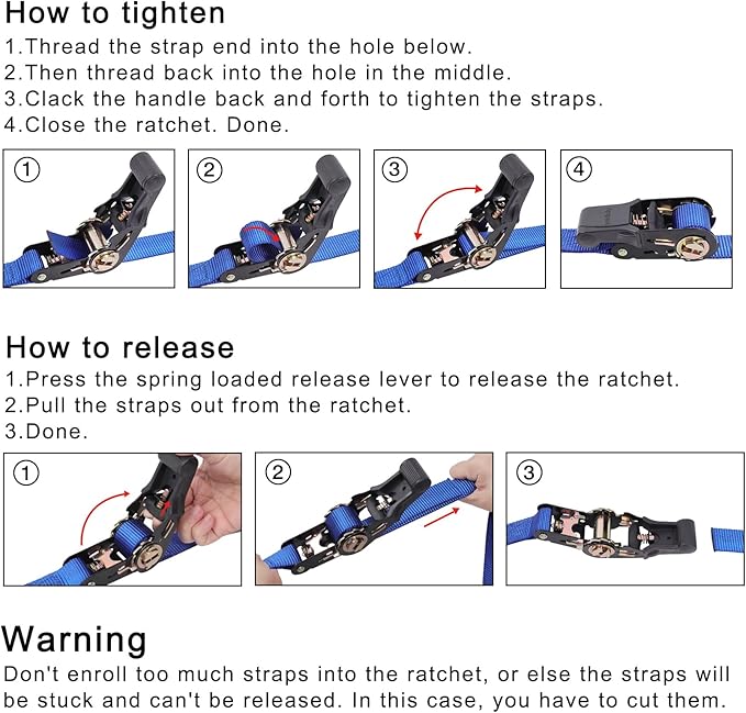 Ayaport Endless Ratchet Strap Ratcheting Tie Down Motorcycle Car Roof Rack Trailer Cargo Straps