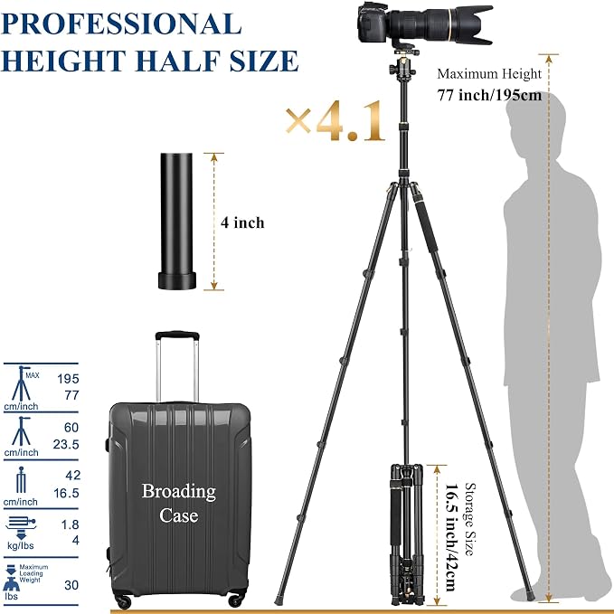 77" Aluminum Camera Tripods & Monopods, Victiv Compact Travel Tripod