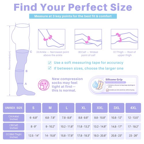 20-30 mmHg Thigh High Compression Stockings for Women, Open Toe with Stay-Up Dot-Top - Relief for Varicose Veins, DVT, Swelling, Pregnancy & Travel, Black, Large