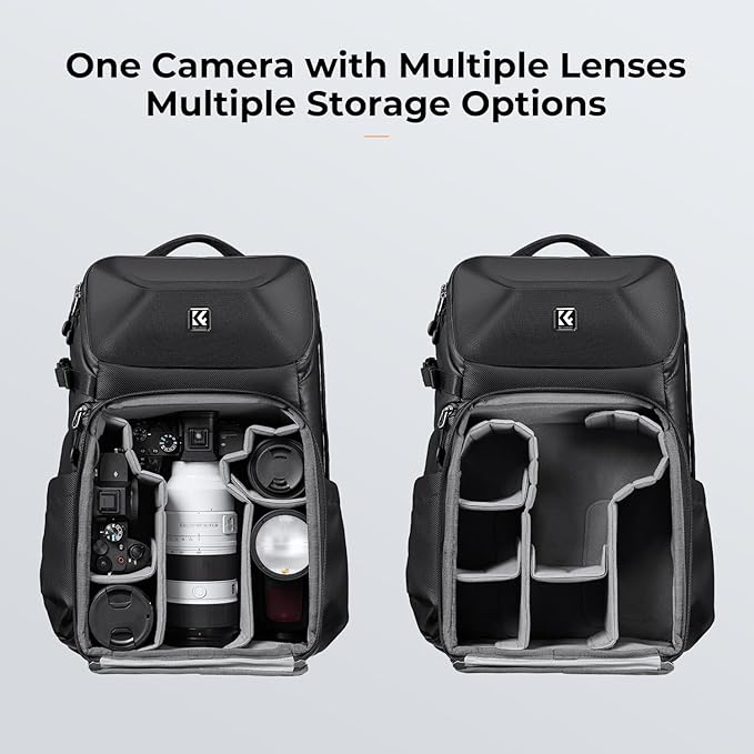 K&F CONCEPT Camera Backpack Hard Shell 20L Photography Camera Bag Hardshell Case