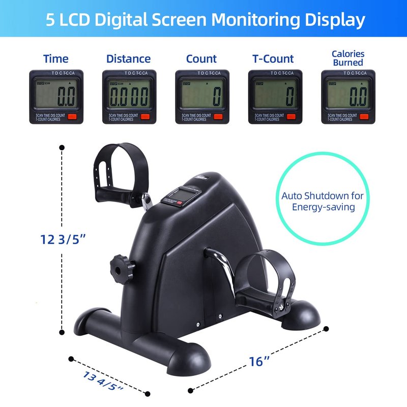Under Desk Bike Pedal Exerciser, Mini Exercise Bike Portable Peddler Sitting for Seniors with LCD Display Sportneer Foot Cycle Arm & Leg Bike Pedals Exerciser with Anti-Skid Mat for Home Office