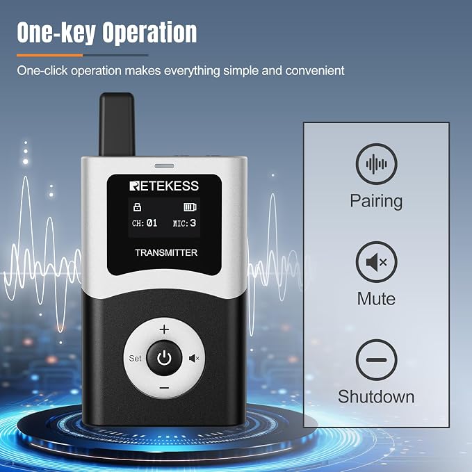 Retekess T130U Whisper Tour Guide System, Tour Guide Microphone and Speaker