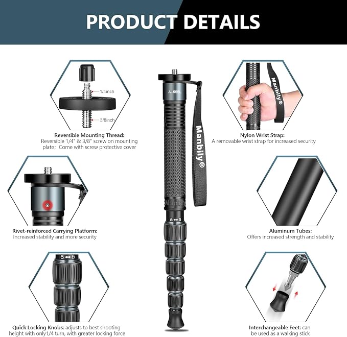 Manbily Monopods for Cameras 15.75''