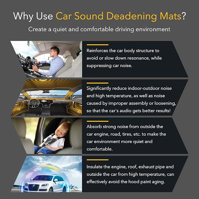 Car Sound Deadening Foam Mat - KOIKEY 197 mil 13.1 sqft Auto Soundproofing Material, Sound Deadener and Heat Insulation for Auto, Vehicle