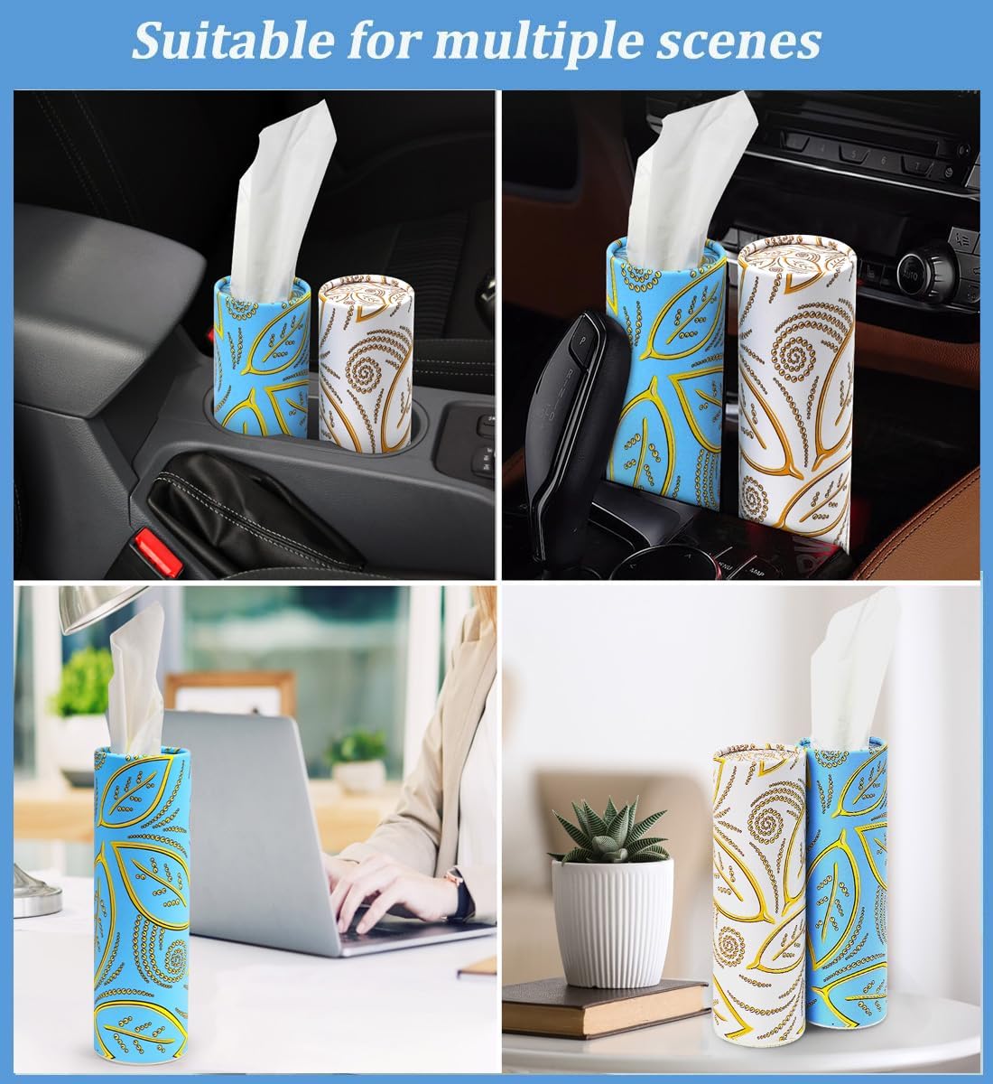 Refillable Car Tissue Holder Dispenser, Facial Tissue Travel Packs