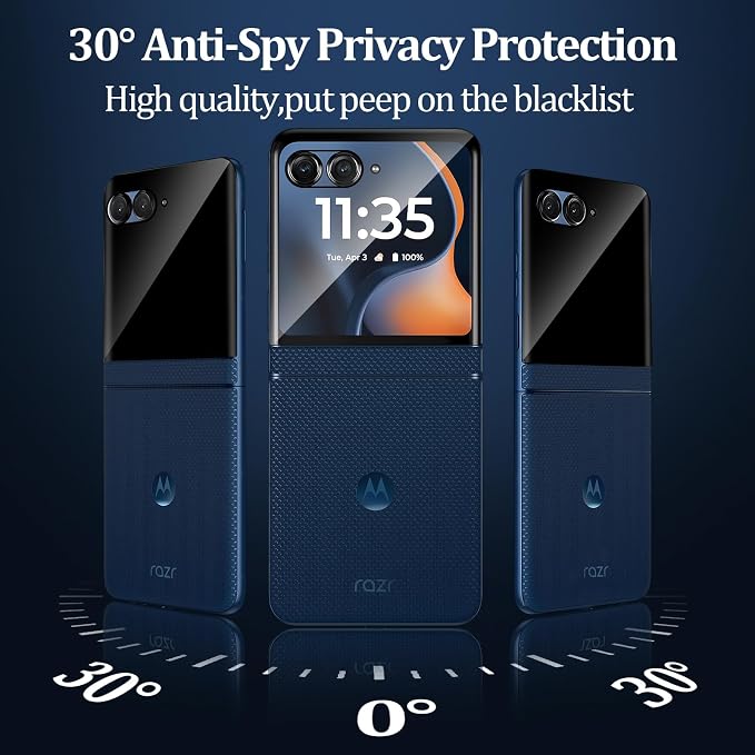 3+3 Pack for Motorola Razr 2026/2025/2024 Front Privacy Screen Protector +