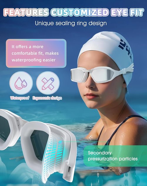 Greatever Swim Goggles - Unisex Adult UV400 Protection, HD Wide View, Anti-Fog & Leak-Proof Design