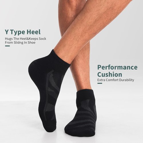 Lapulas Men's Ankle Socks - Cushioned Cotton Quarter Socks for Sports & Running | 6 Pack