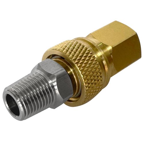HMKUGO 1/8 BSPP Female Connector and 8mm Male Plug Fill Nipple Quick-Disconnect Set, Copper - Stainless Steel - Remote Line Male & Female Set for PCP Foster Paintball Airsoft Air Gun Tool