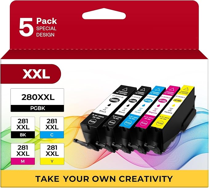 PGI-280 XXL/CLI-281 XXL Ink Cartridge 5 Color Value Pack Replacement