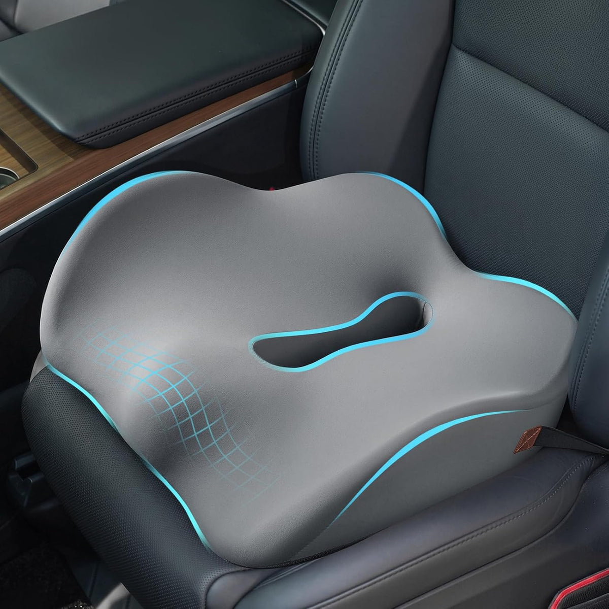 Car Seat Cushion for Truck and Car Drivers - Prevents Bedsores & Relieves Long-Drive Pain, Therapeutic Support for Sciatica, Hemorrhoids, Tailbone and Prostate, Enhanced View with Anti-Slip Base