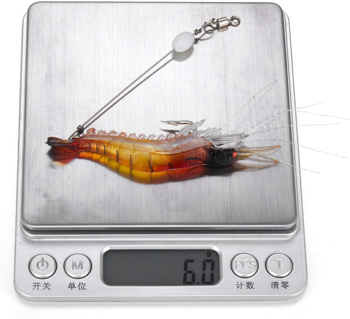 WANBY Fishing Shrimp Lures - Luminous Silicone Soft Bait Set with Hooks for Freshwater & Saltwater