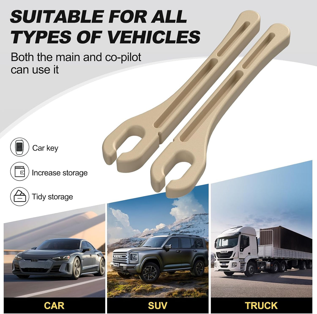 Car Seat Gap Filler Organizer - 2-Piece PU Leather Seat Gap Plug & Storage Pad to Prevent Dropping Items Between Seats and Center Console, Universal Beige Interior Accessories