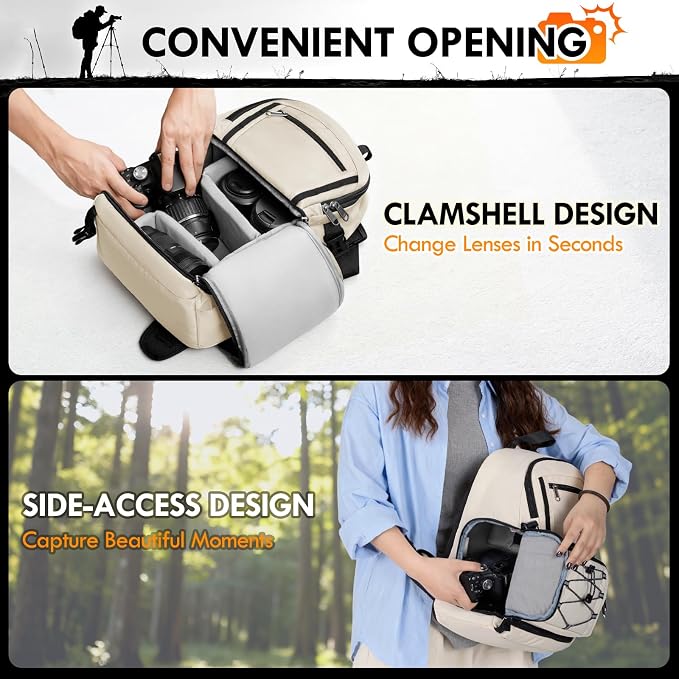 RAINSMORE Camera Bag, DSLR & Mirrorless Camera Sling Bag