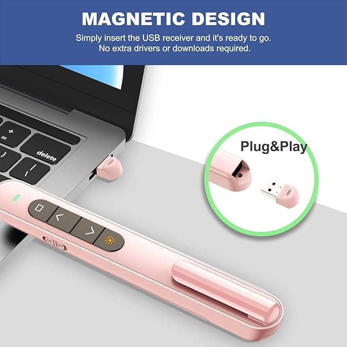 QUI Presentation Clicker with Volume Control, 2.4GHz USB Wireless Presenter