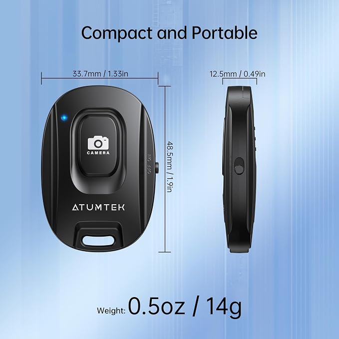 ATUMTEK Camera Remote Shutter for iPhone and Android Smartphones, Wireless