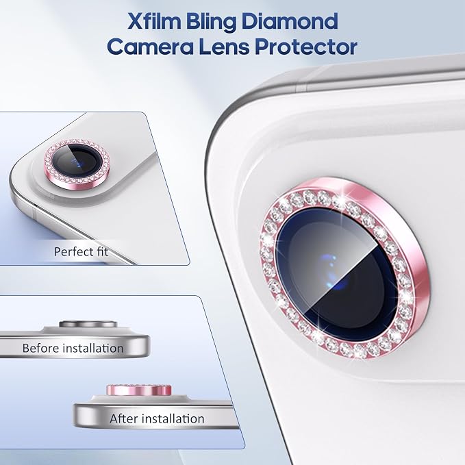 for iPhone 17 Air Camera Lens Protector Bling, Individual Diamond Metal Ring