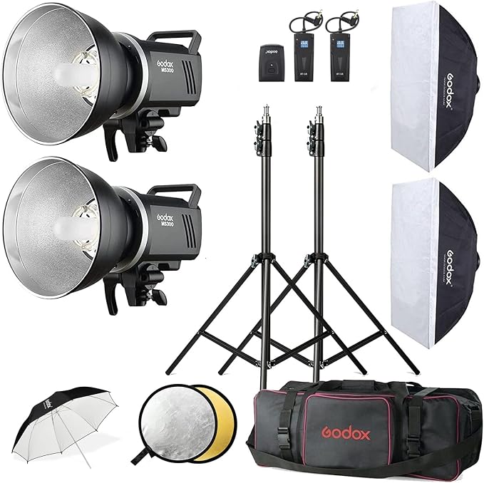 Godox Studio Flash Kit for Photography, 600W Studio Strobe Light Set