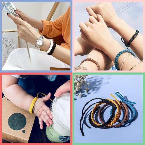 12 Pcs Leather Mosquito Repellent Bracelets, Solid Color Individually Wrapped Soft Leather Insect & Bug Repellent Wrist Bands for Kids & Adults Outdoor Camping Fishing Traveling