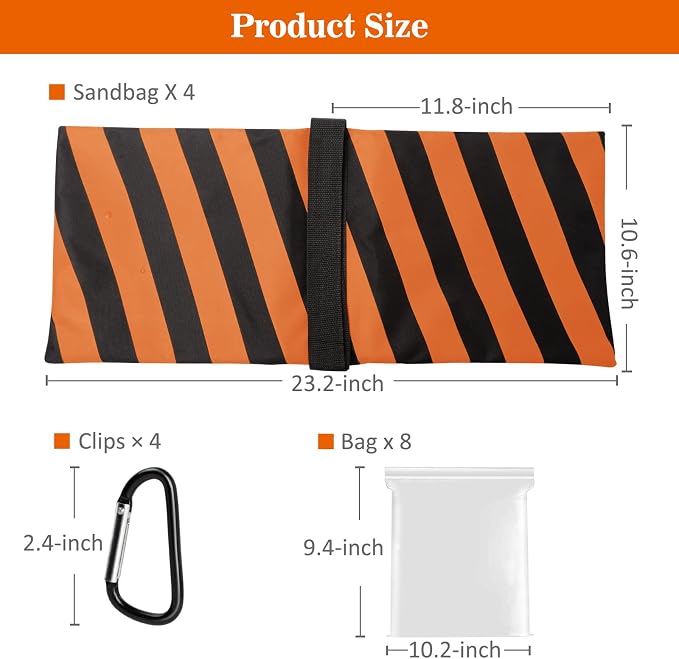 4 Packs Orange Sandbag Weight Bags