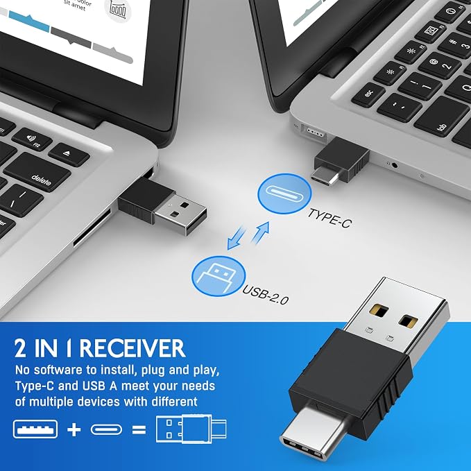 2 in 1 Type C USB Presentation Clicker，Wireless Presenter Remote PowerPoint