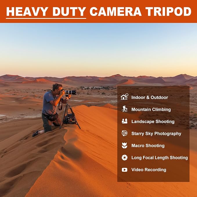 80/85 inches Heavy Duty Tripod for Camera and Phone, DSLR Binoculars Spotting