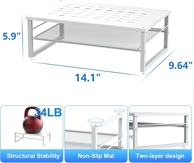 gianotter 2-Tier Metal Monitor Stand Riser, Desk Accessories & Workspace Desk