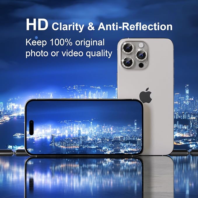 Misea Compatible for iPhone 16 Pro/iPhone 16 Pro Max Camera Lens Protector Bling