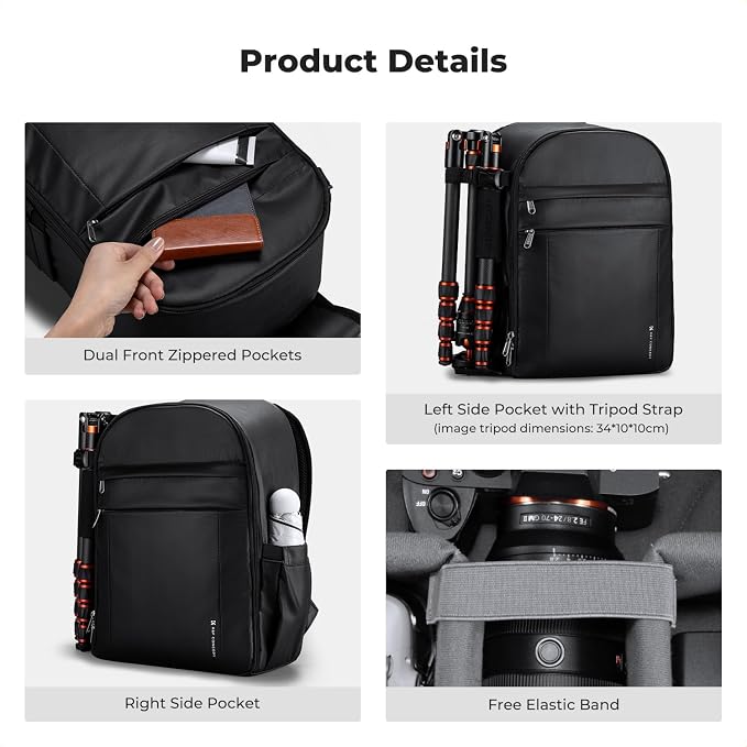 K&F CONCEPT Camera Bag Backpack, Professional DSLR/SLR/Mirrorless Camera