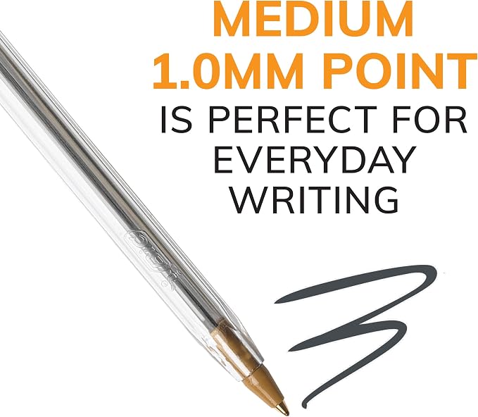 BIC Cristal Xtra Smooth Black Ballpoint Pens, Medium Point, 24-Count Pack
