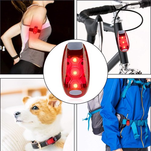 Awpeye 12 Pack Led Safety Light, Safety Light, High Visibility Strobe Running Lights Used for Bicycle, Walking Etc. Clip-On Running Lights Clip to Clothes Strap to Wrist, Bike Or Anywhere (Red)