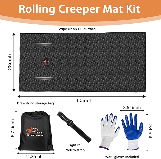Upgraded Magical Rolling Creeper Mat Car RepairGarage Mat 60"X28",Made Available For Self-Driving Tourong-Haul Truck for Working On The Ground Working Excellent Mechanic Repair mat-Black