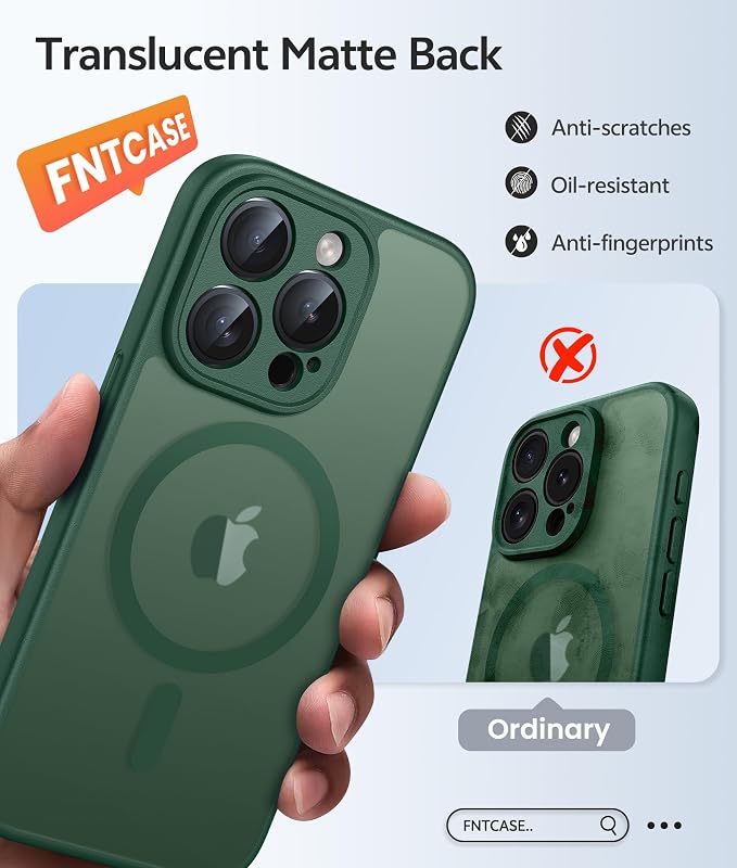 FNTCASE for iPhone 15 Pro Case: Translucent Matte Cases