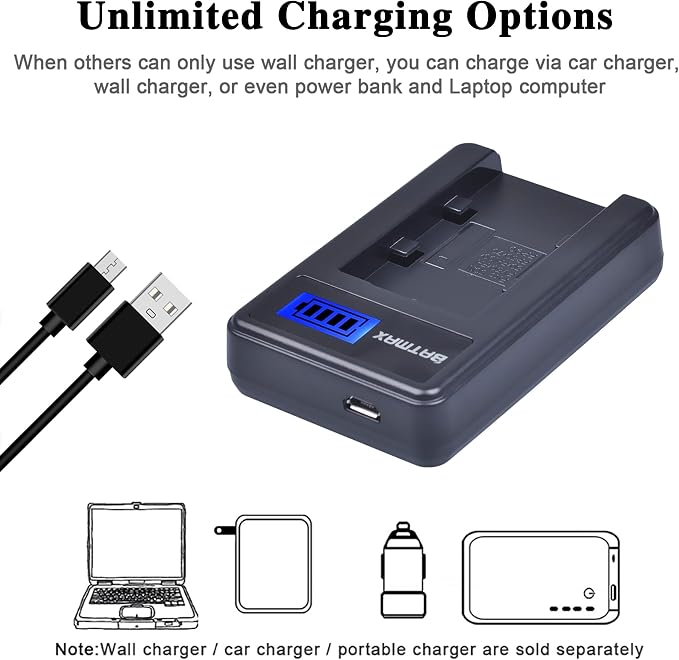 Batmax 2Packs NP-FH50 Battery + LCD USB Charger