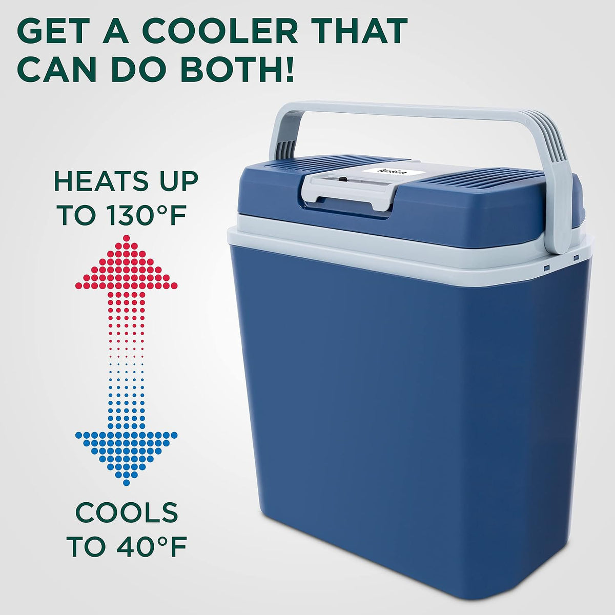 Ivation Electric Cooler & Warmer with Handle | 24 L Portable Thermoelectric Fridge for Vehicles & Trucks| 110V AC Home Power Cord & 12V Car Adapter for Camping, Travel & Picnics